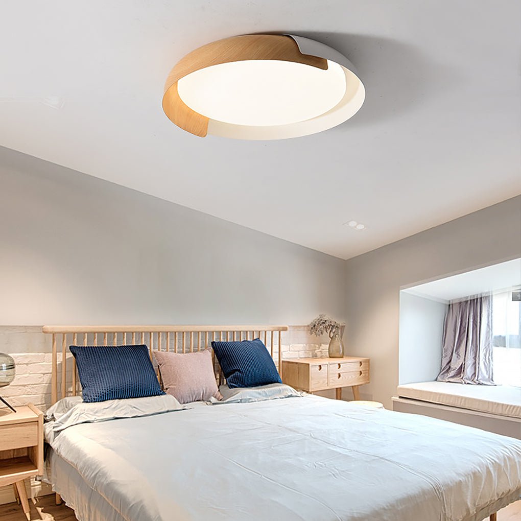 round minimalist led ceiling light with stepless dimming for bedroom