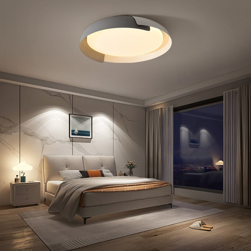 round minimalist led ceiling light with stepless dimming for bedroom
