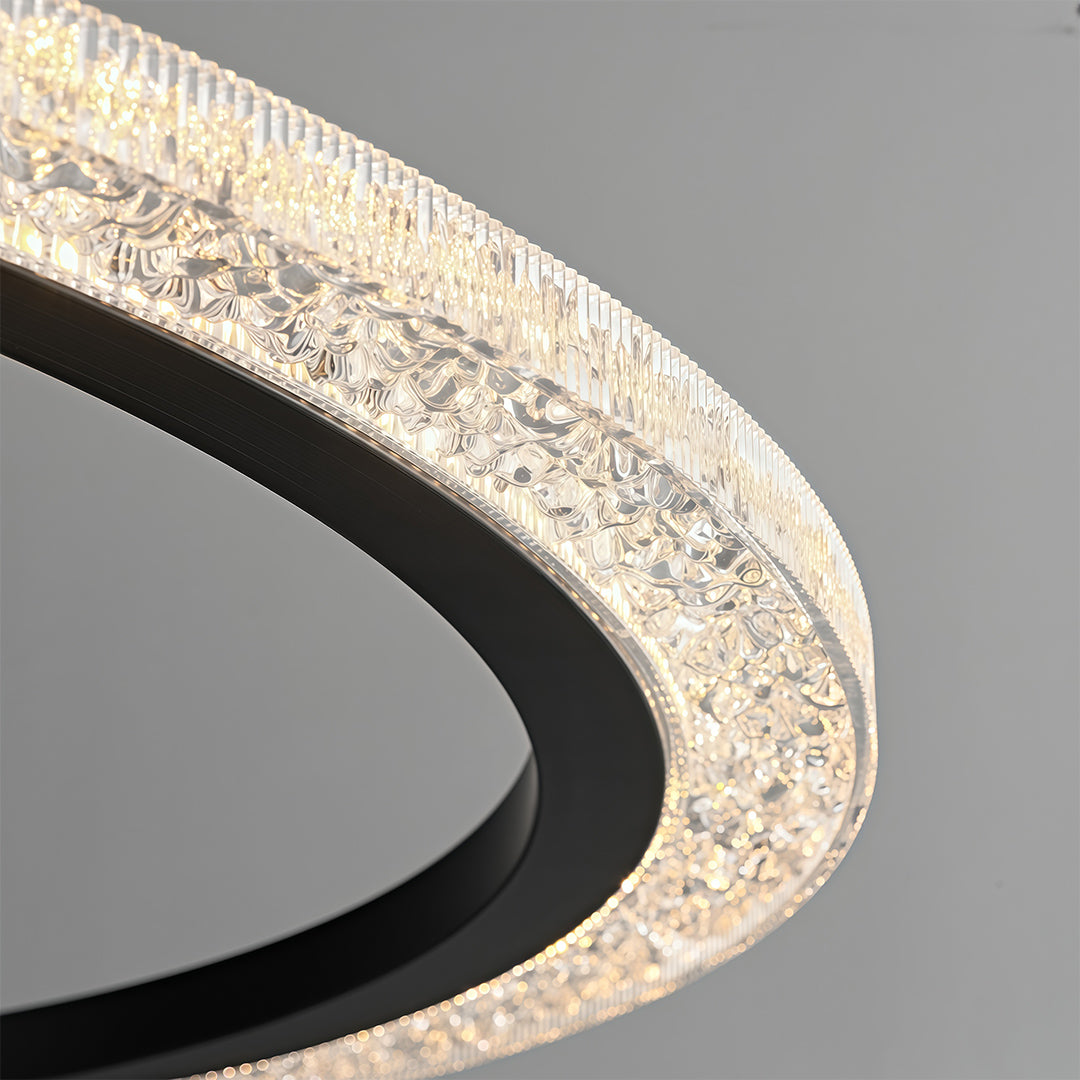 Round Ring Chandelier — Aluminum & Acrylic, 23.6"–31.5", Single/Double/Triple, Three-Color Dimming, Copper/Nickel/Black