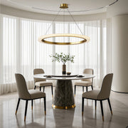 Round Ring Chandelier — Aluminum & Acrylic, 23.6"–31.5", Single/Double/Triple, Three-Color Dimming, Copper/Nickel/Black