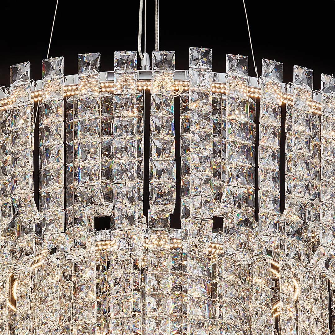 Modern Minimalist Crystal Chandelier — Chrome Stainless Steel, Three-Color Dimming, Adjustable Height, 5 Sizes