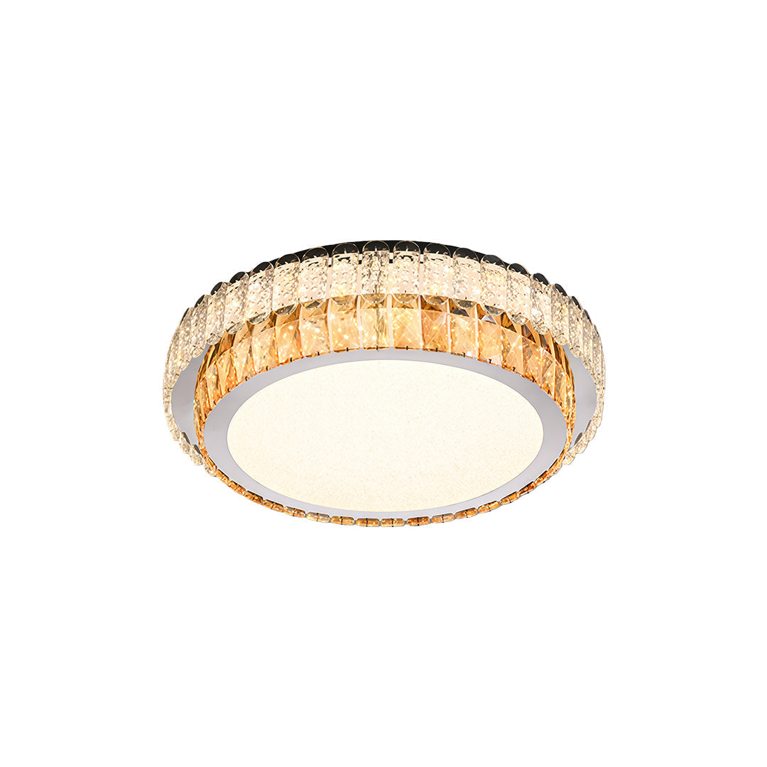 Minimalist Crystal LED Flush-Mount — Chrome Steel, Round/Square/Rectangle, 3-Step Dimming (3000K/4500K/6000K)