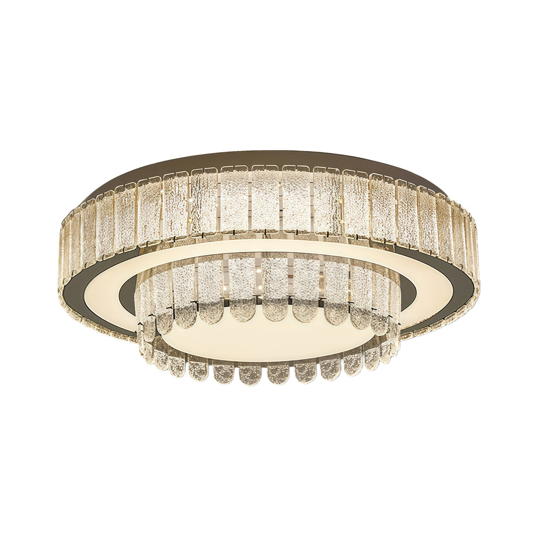 Modern Crystal Flush-Mount Light — Stainless Steel, Round/Square/Rectangle, 3-Step Dimming, LED