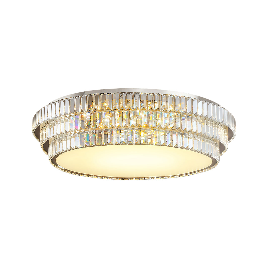 Crystal LED Flush-Mount Light — Chrome Steel, Full-Spectrum Eye-Protection, 3-Color Dimming, Round or Rectangular