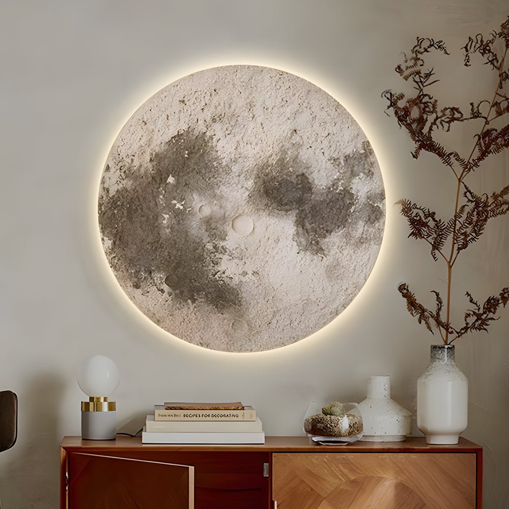 3D Round Moon Sandstone Painting with USB Voice Control - Decorative Artwork