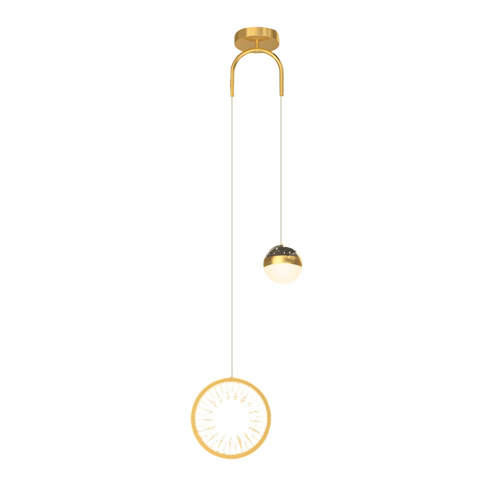 Round & Oval Starry Projection Mini Pendant — Black & Gold, Iron/Acrylic, 20W LED, 3-Step Dimming (3000K/4500K/6000K)
