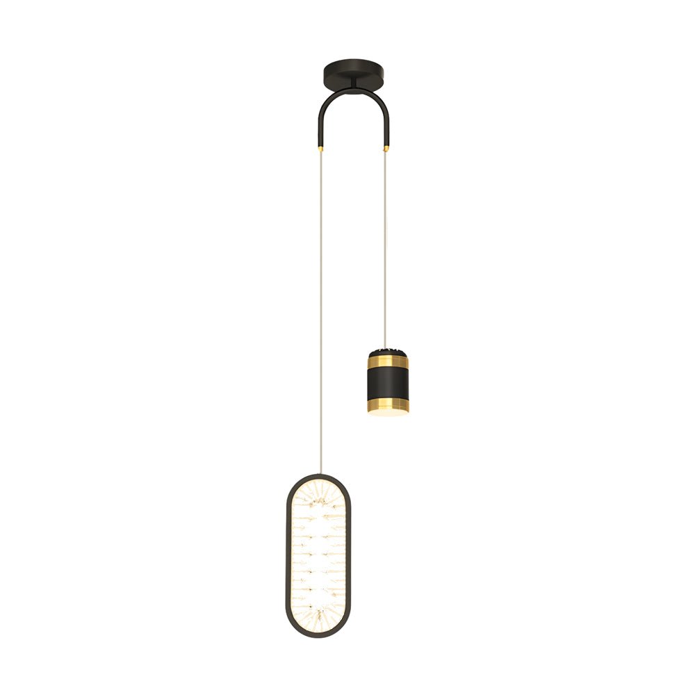 Round & Oval Starry Projection Mini Pendant — Black & Gold, Iron/Acrylic, 20W LED, 3-Step Dimming (3000K/4500K/6000K)