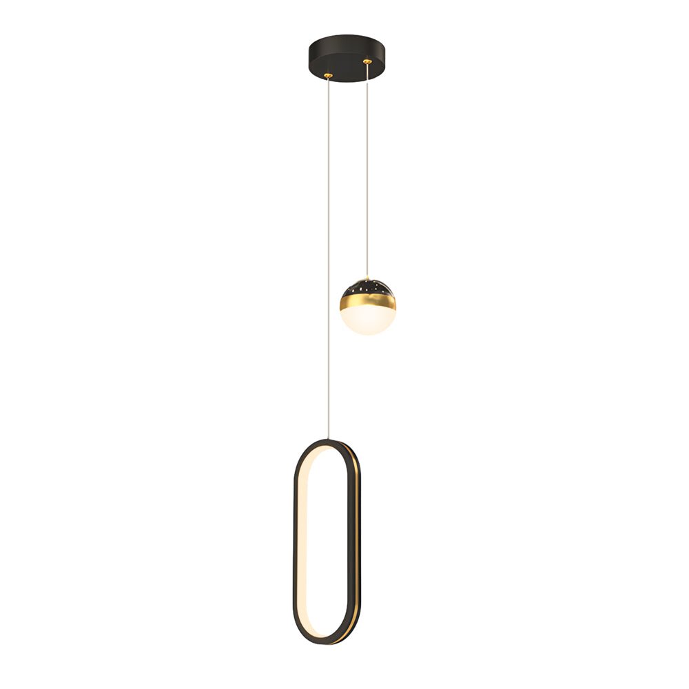 Modern Starry Projection Pendant — Iron & Acrylic, 15W LED, 3-Step Dimming, Round or Oval, Black or Gold