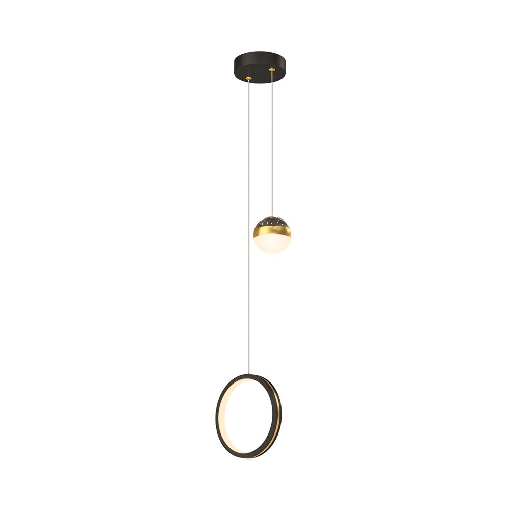Modern Starry Projection Pendant — Iron & Acrylic, 15W LED, 3-Step Dimming, Round or Oval, Black or Gold