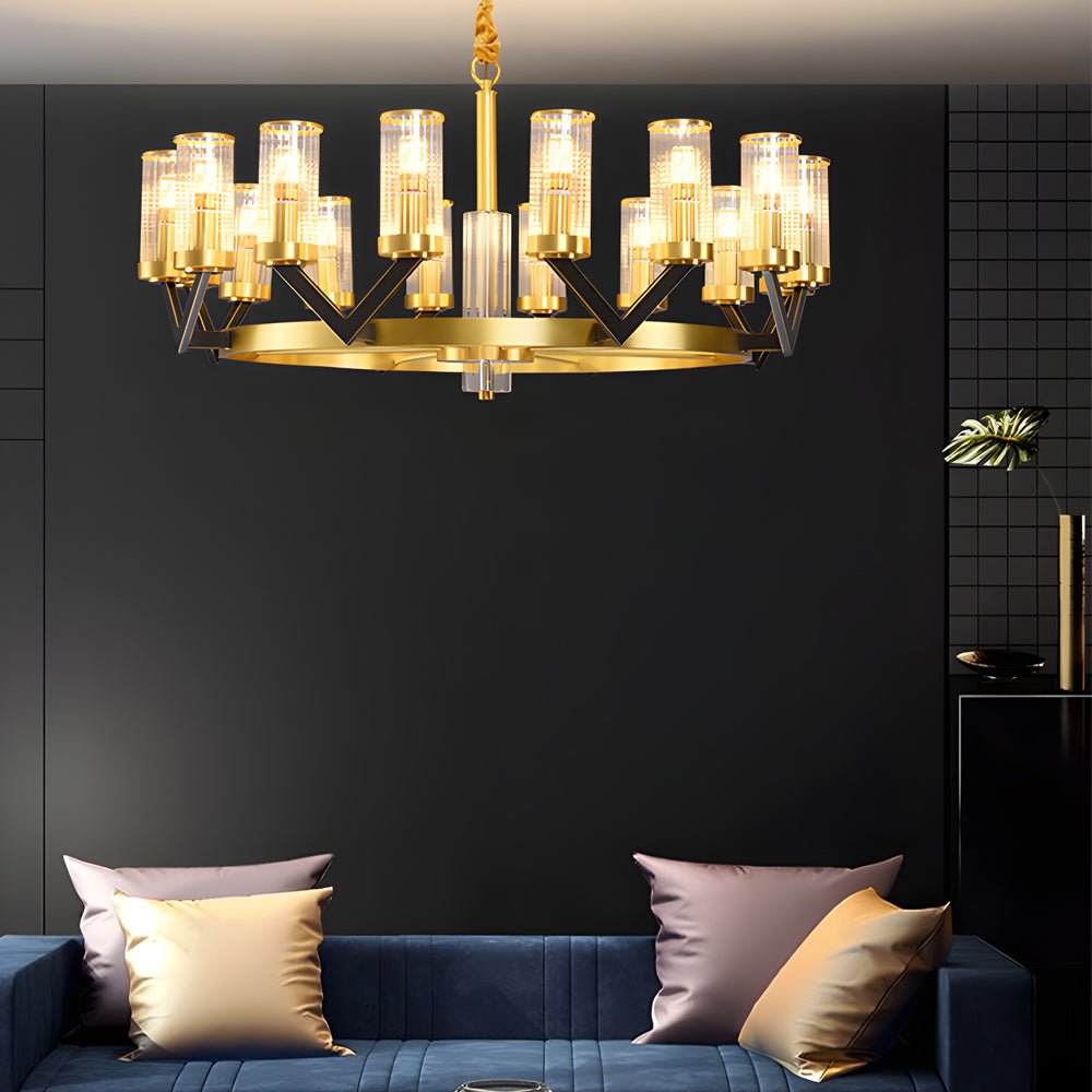 Round Molecular Glass Chandelier — Copper and Crystal, E14, 6-Light / 12-Light / 16-Light, Modern Postmodern