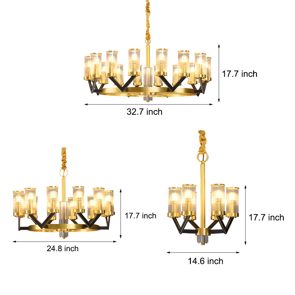 Round Molecular Glass Chandelier — Copper and Crystal, E14, 6-Light / 12-Light / 16-Light, Modern Postmodern