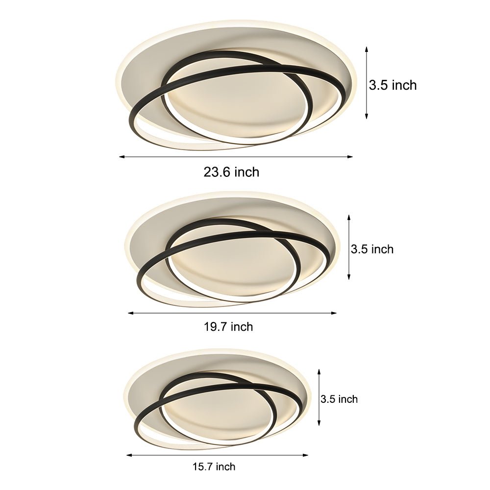 Round Ring LED Flush Mount — Aluminum & Acrylic, Three-Step Dimming, 3000K/4500K/6000K, 15.7"–23.6"