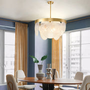 round semi flush mount glass chandelier with 3 lights
