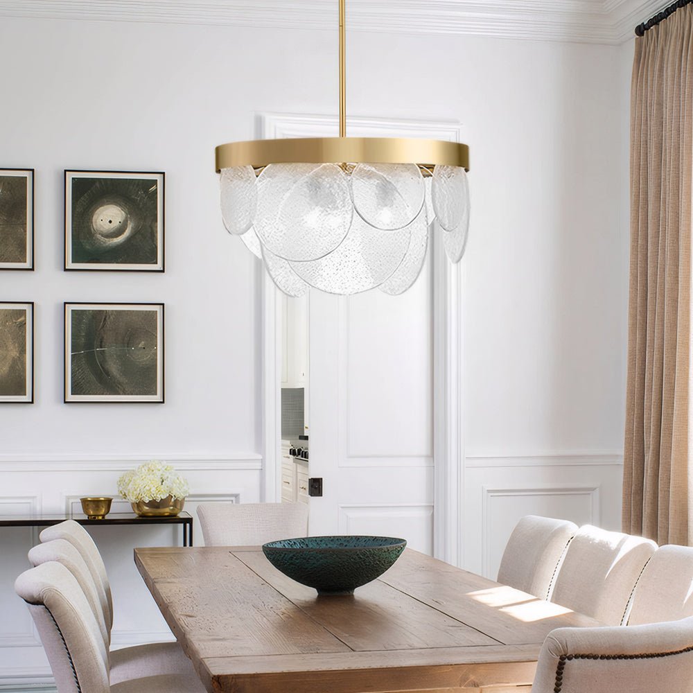 round semi flush mount glass chandelier with 3 lights
