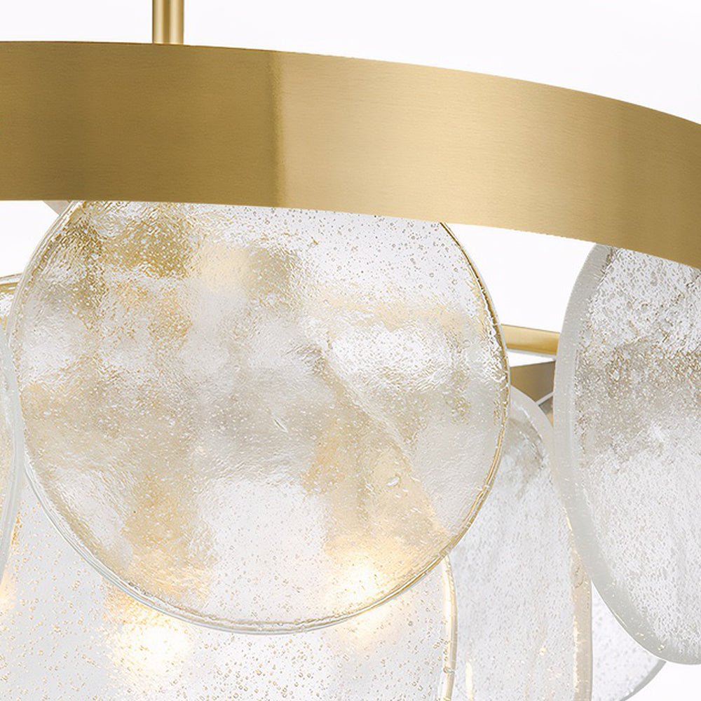 round semi flush mount glass chandelier with 3 lights