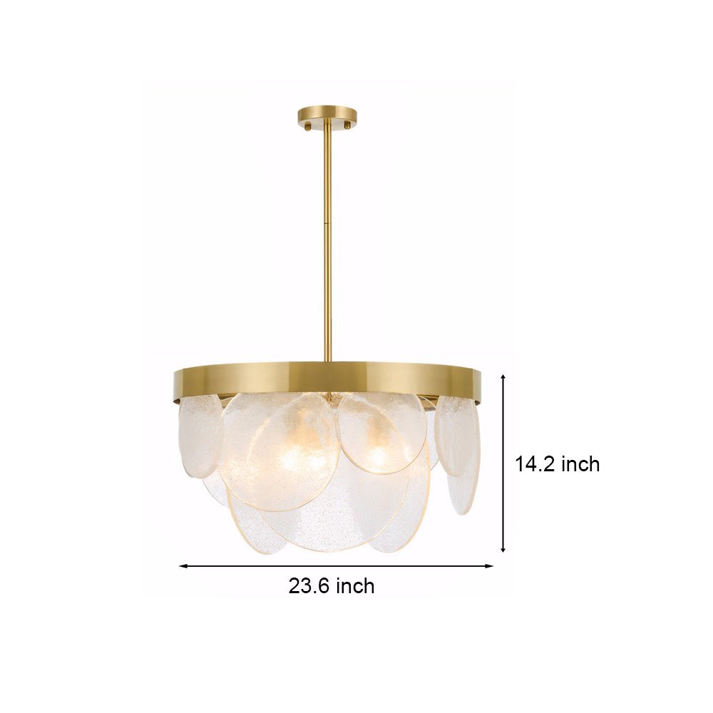 round semi flush mount glass chandelier with 3 lights