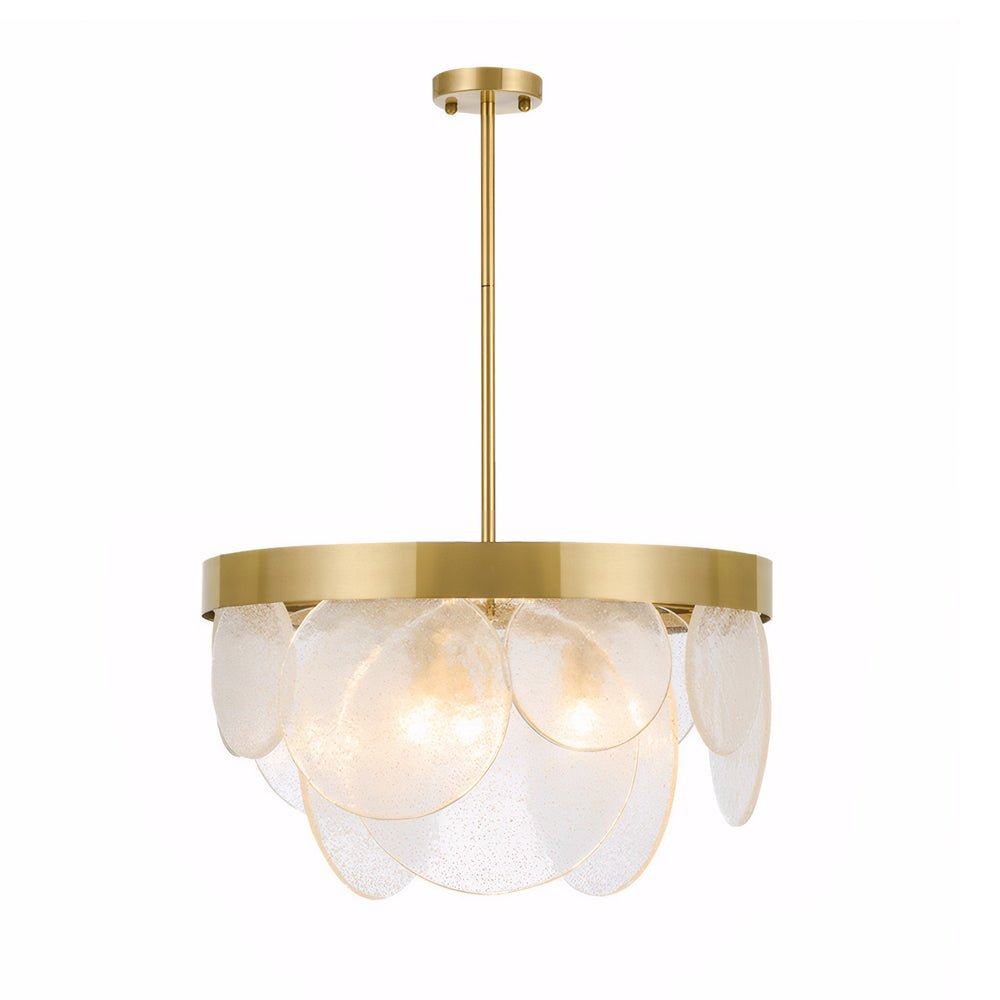 round semi flush mount glass chandelier with 3 lights