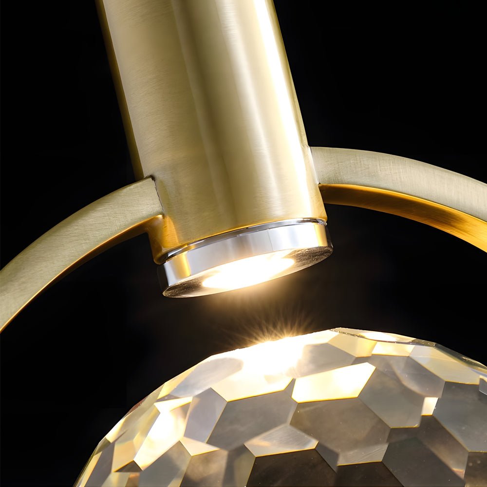 Round & Semicircle Crystal Ball Mini Pendant — Iron and Crystal, LED GU10, 3000K Warm White, 7.9" Diameter