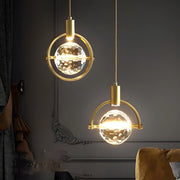 Round & Semicircle Crystal Ball Mini Pendant — Iron and Crystal, LED GU10, 3000K Warm White, 7.9" Diameter