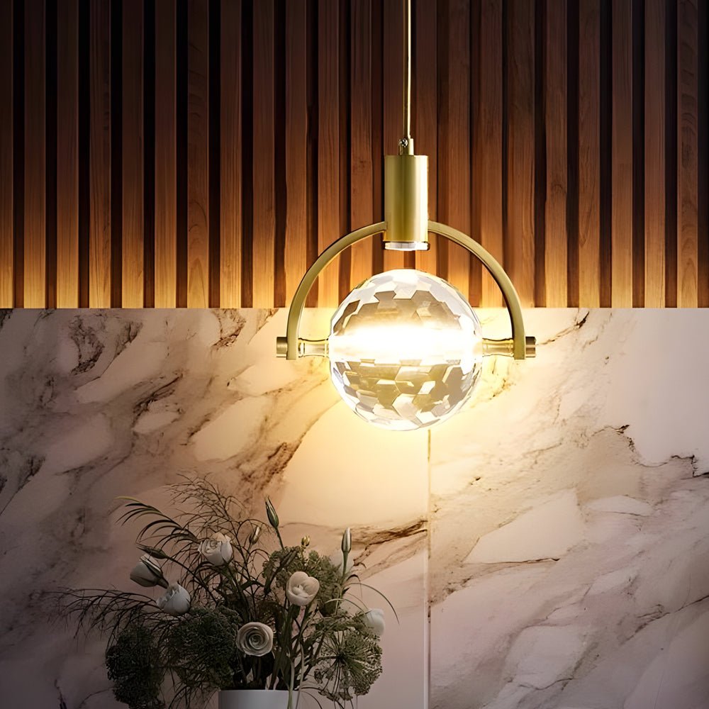 Round & Semicircle Crystal Ball Mini Pendant — Iron and Crystal, LED GU10, 3000K Warm White, 7.9" Diameter