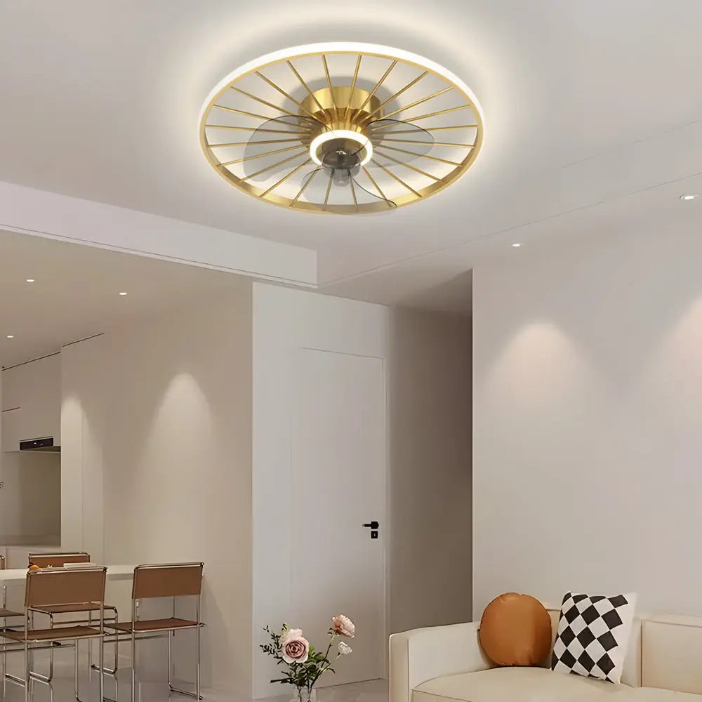 Nordic Modern Ceiling Fan and Light with Round Silent Mute and Three-Step Dimming Luxe