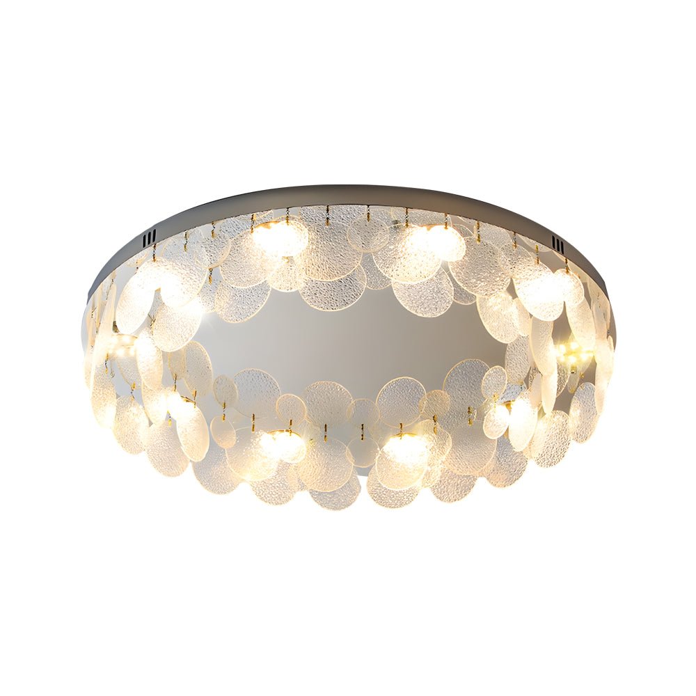 Seashell Round LED Flush Mount — Glass and Metal, 3-Step Dimming, 3000K / 4500K / 6000K, 13.8"–19.7"