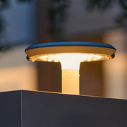round solar led post light with dual motion sensors