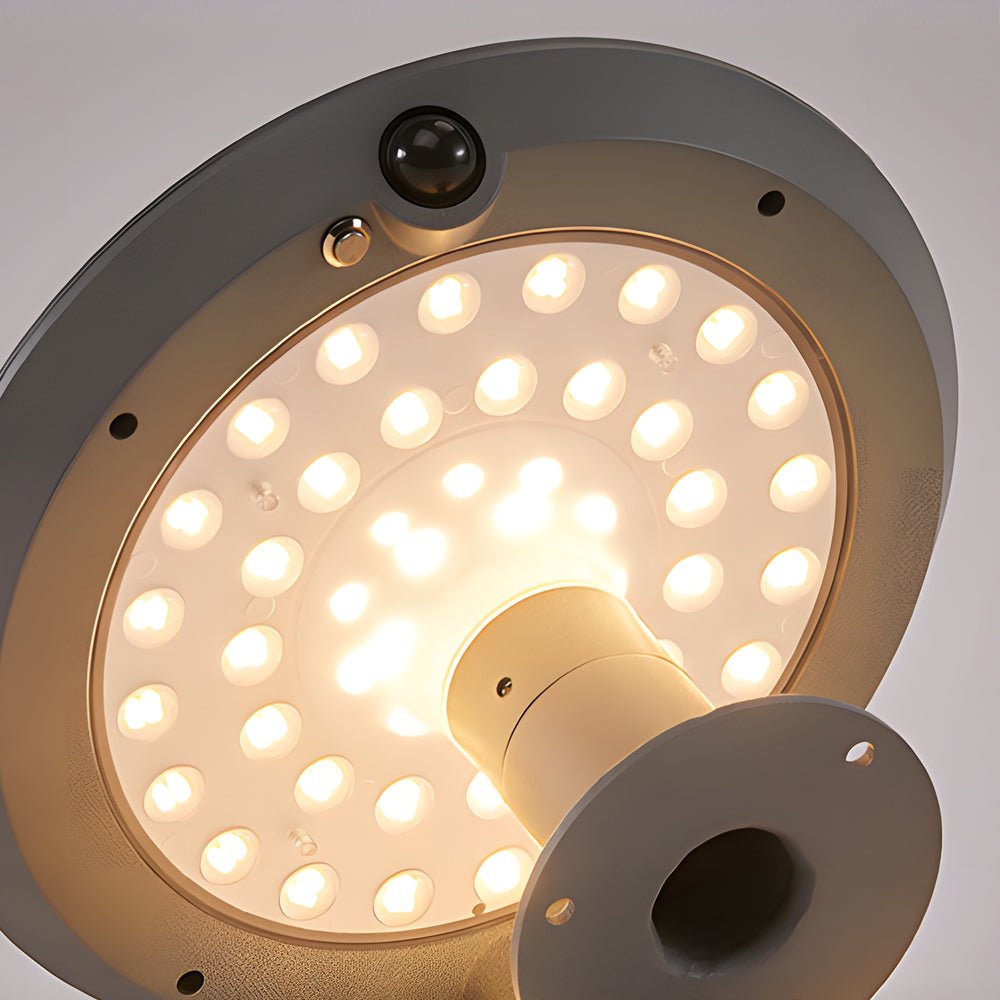 round solar led post light with dual motion sensors