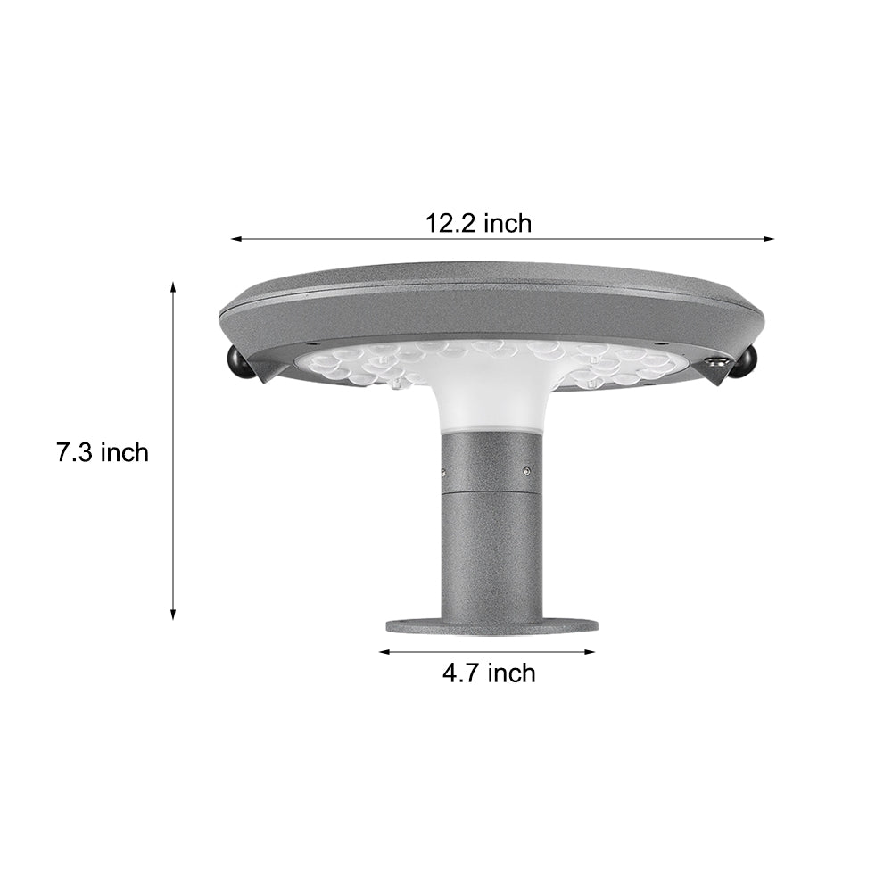round solar led post light with dual motion sensors