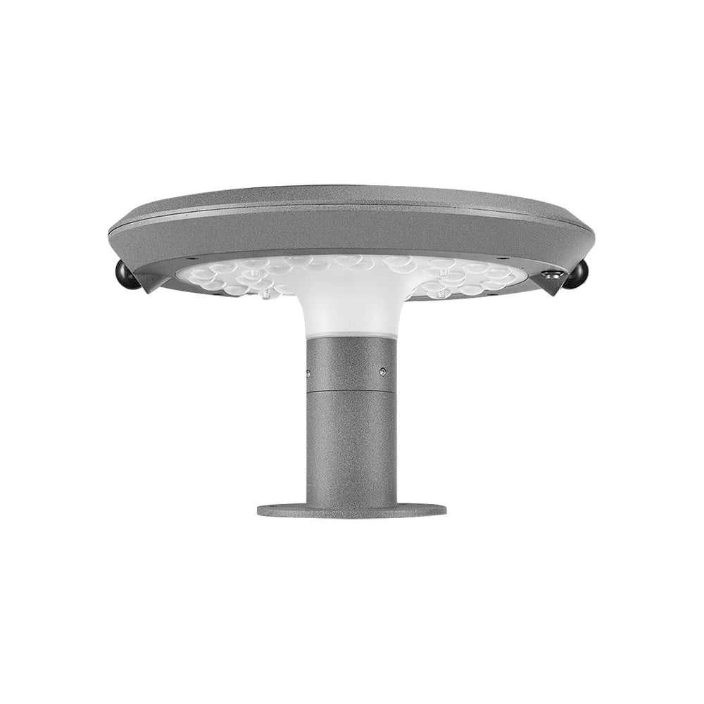 round solar led post light with dual motion sensors