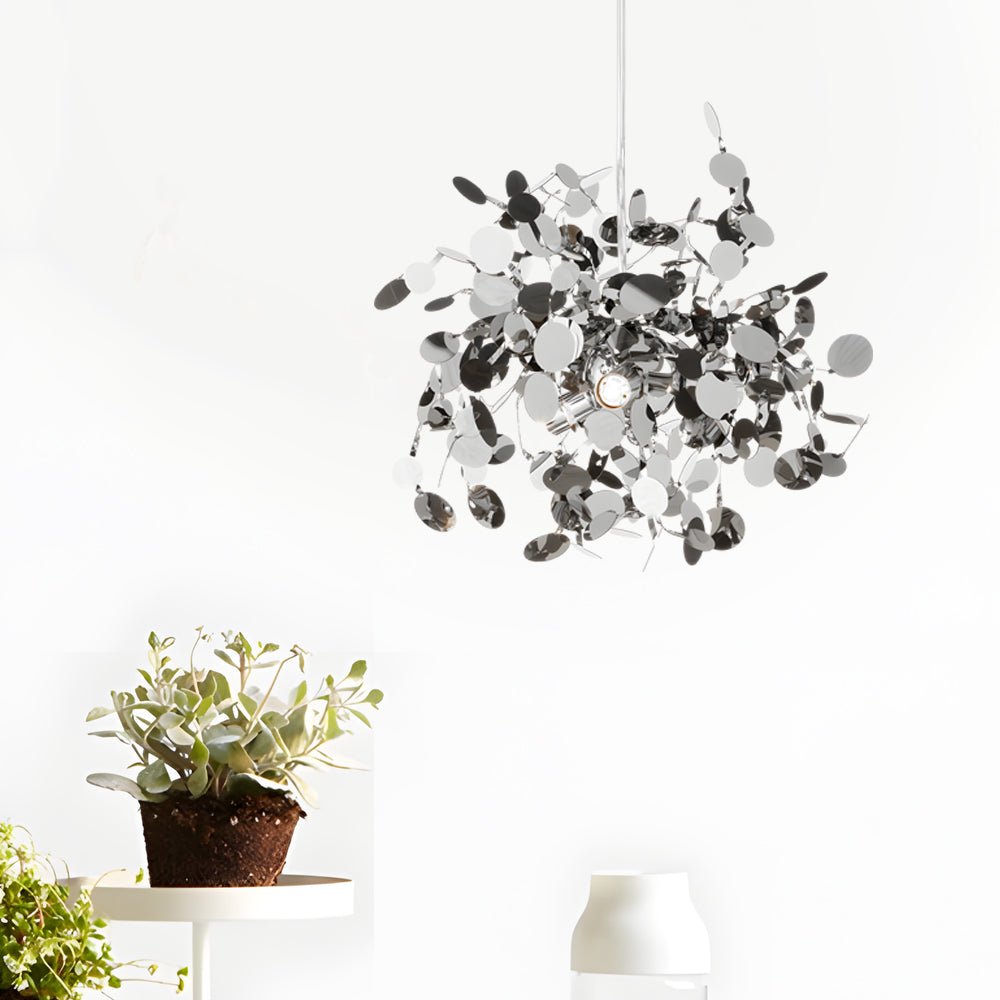 Dandelion Sphere Chandelier — Stainless Steel, 15.7" Diameter, 3000K Warm White, Adjustable 59.1" Cord