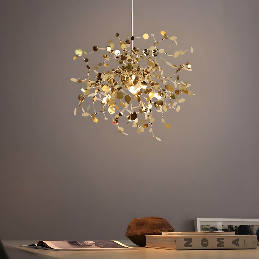 Dandelion Sphere Chandelier — Stainless Steel, 15.7" Diameter, 3000K Warm White, Adjustable 59.1" Cord