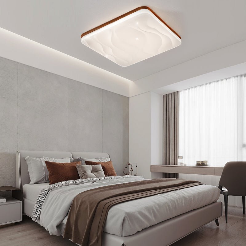 Modern LED Ceiling Light Fixture with Round and Square Design and Three-Step Dimming