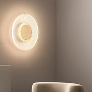 Round Striped Grid Acrylic LED Wall Sconce — Iron, 4W, 8.7" Diameter, 3000K / 6000K