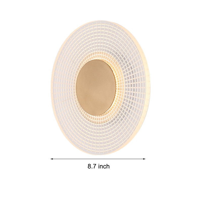 Round Striped Grid Acrylic LED Wall Sconce — Iron, 4W, 8.7" Diameter, 3000K / 6000K