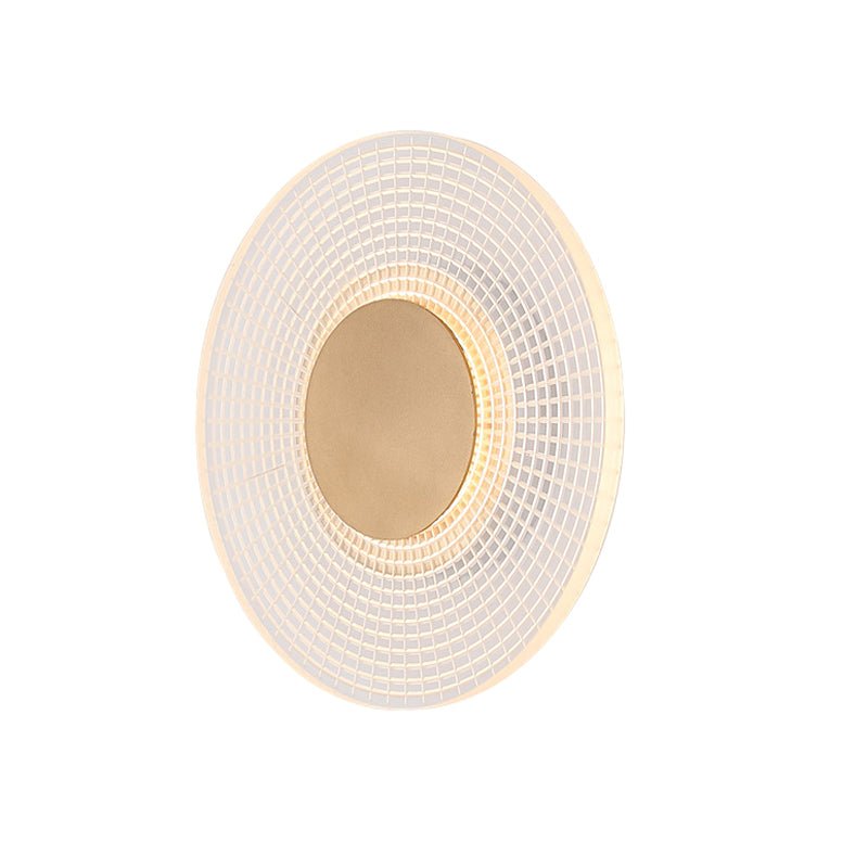 Round Striped Grid Acrylic LED Wall Sconce — Iron, 4W, 8.7" Diameter, 3000K / 6000K