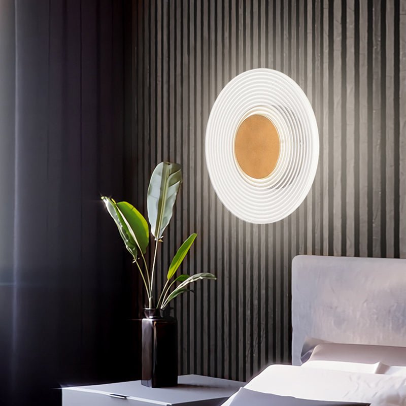 Round Striped Grid Acrylic LED Wall Sconce — Iron, 4W, 8.7" Diameter, 3000K / 6000K