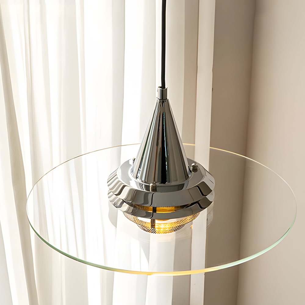 Modern Round Pendant Light — Transparent Glass, Chrome or White, 3-Step Dimming, 3000K/4500K/6000K