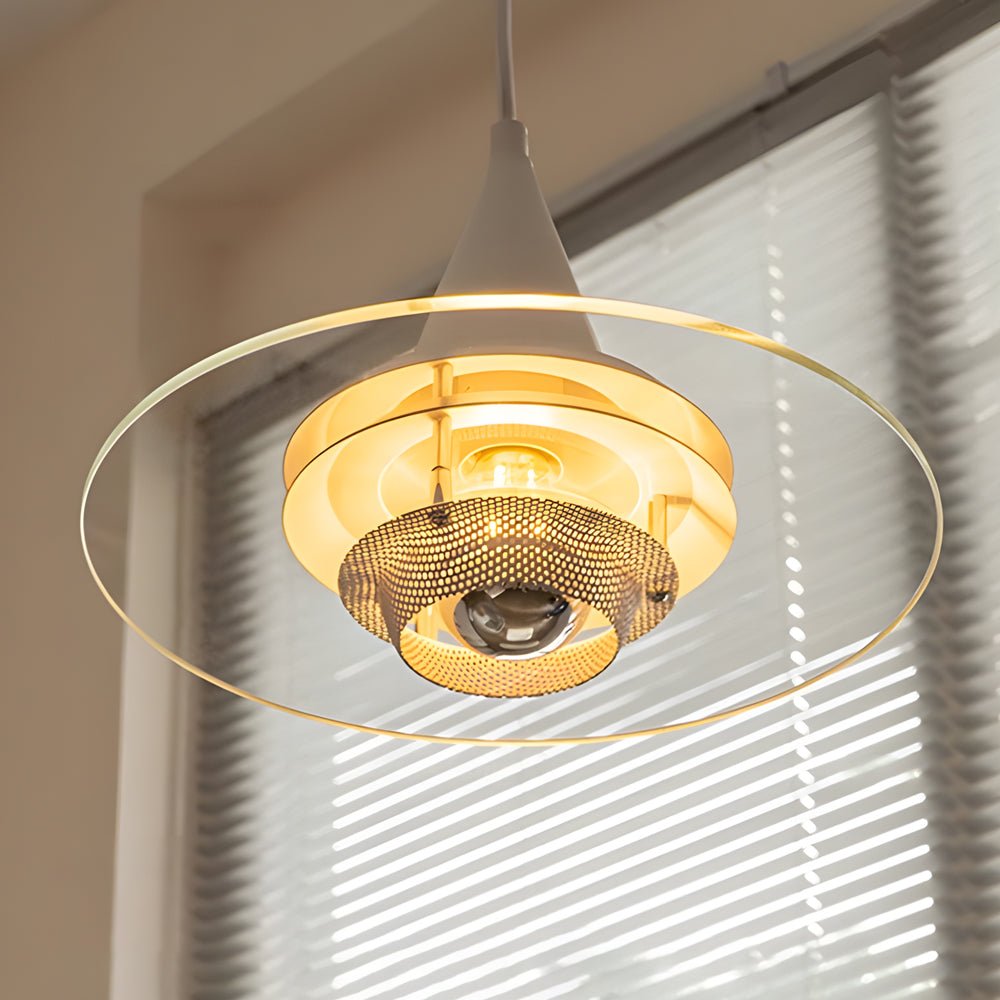 Modern Round Pendant Light — Transparent Glass, Chrome or White, 3-Step Dimming, 3000K/4500K/6000K