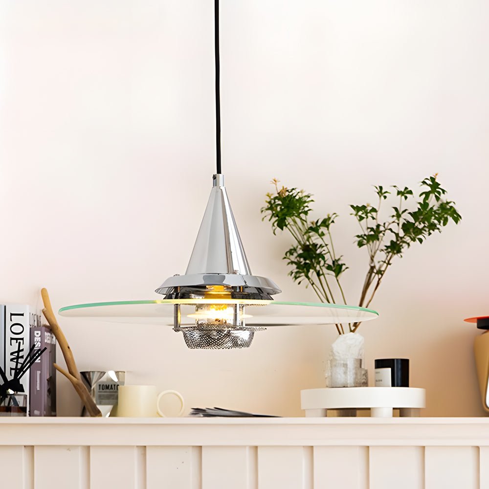 Modern Round Pendant Light — Transparent Glass, Chrome or White, 3-Step Dimming, 3000K/4500K/6000K