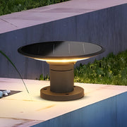 round ufo shaped led solar fence post lights with two color temperatures waterproof for outdoor use
