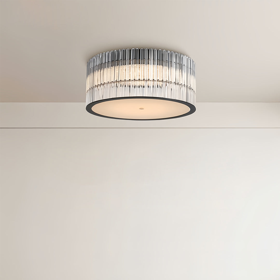 Minimalist Crystal Flush-Mount Ceiling Light — Glass Shade, Metal, 3000K Warm White, 38cm / 47cm