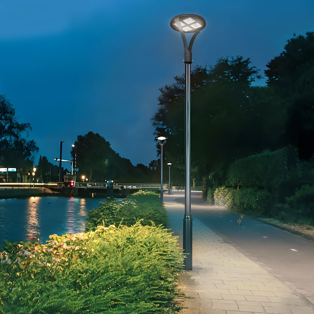 round waterproof led post top light with single or double arm options