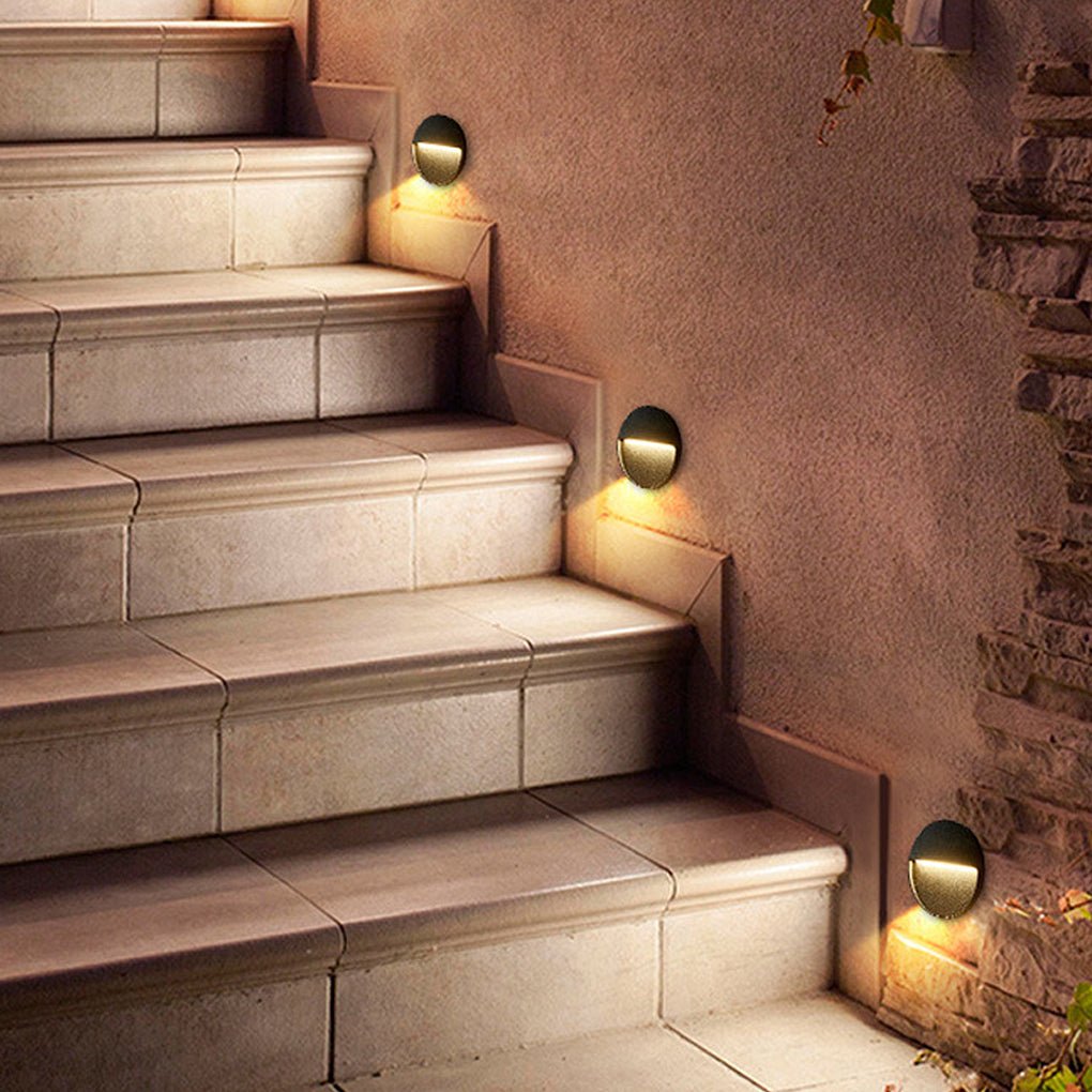 round waterproof outdoor stair lights creative wall sconces for steps and stairways