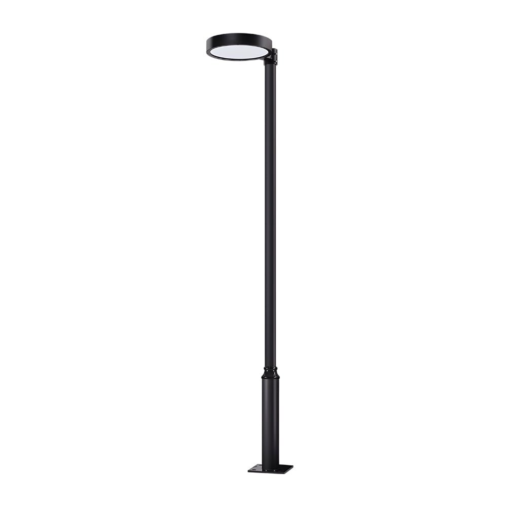 Round Solar LED Post Top Light — Aluminum & PMMA, Black, 20W Panel, IP65, Remote Control