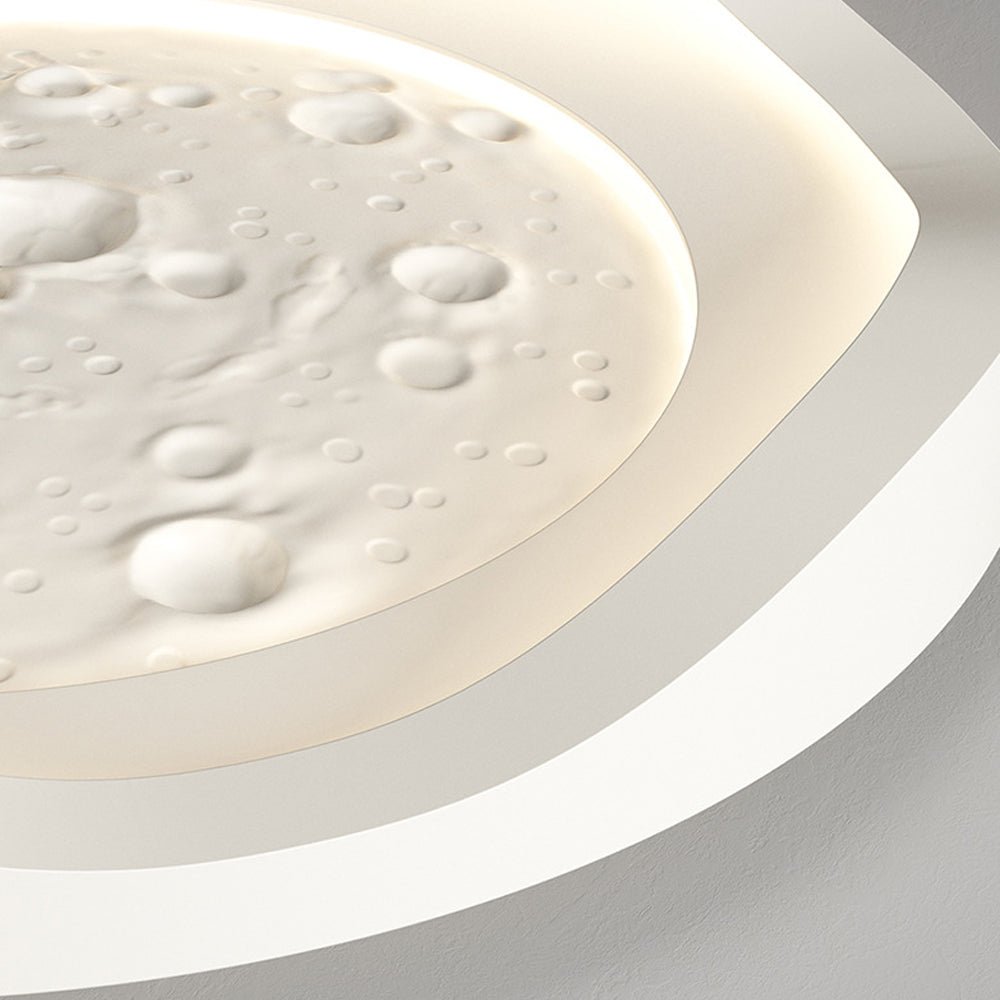 round white resin lunar led flush mount ceiling light wave design for bedroom lighting