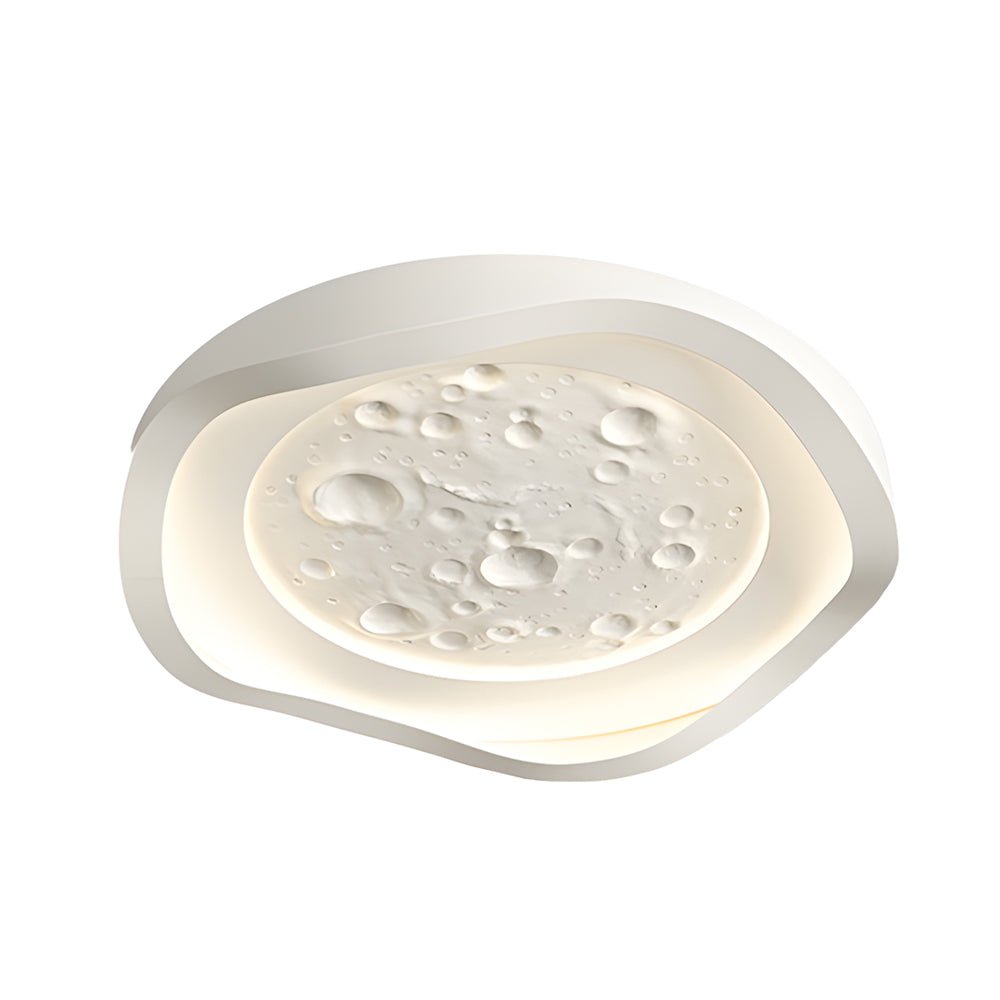 round white resin lunar led flush mount ceiling light wave design for bedroom lighting