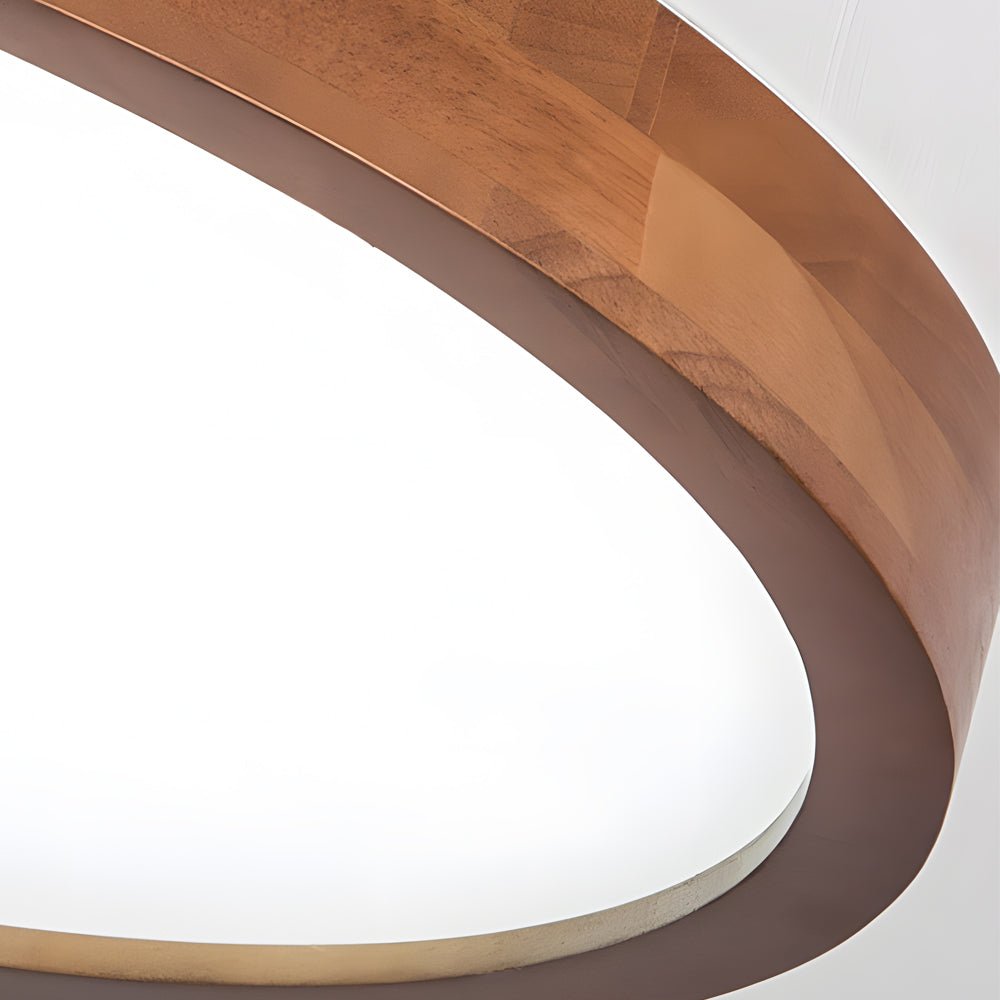 Retro Round Wood Flush-Mount Ceiling Light — Acrylic, LED, 3-Step Dimming, Remote Control, 15.7" or 19.7"