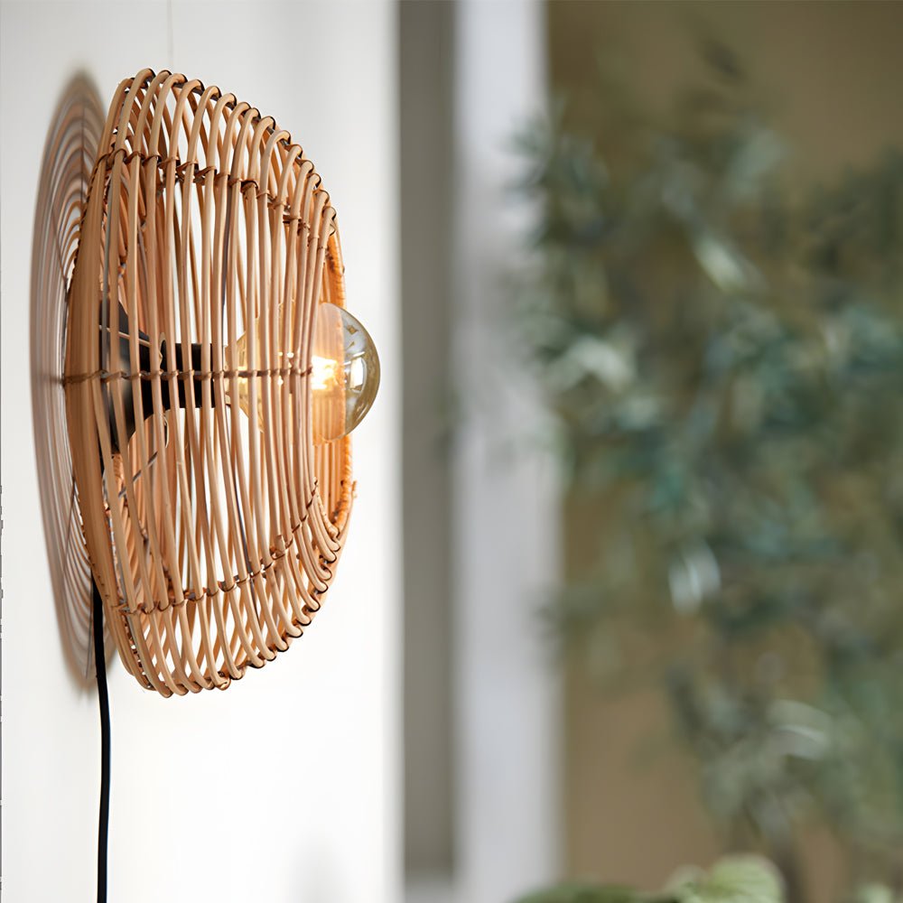 Round Woven Wabi-Sabi Pendant — Minimalist, Hardwired LED, Warm White 3000K, 15.7"–23.6" Diameter
