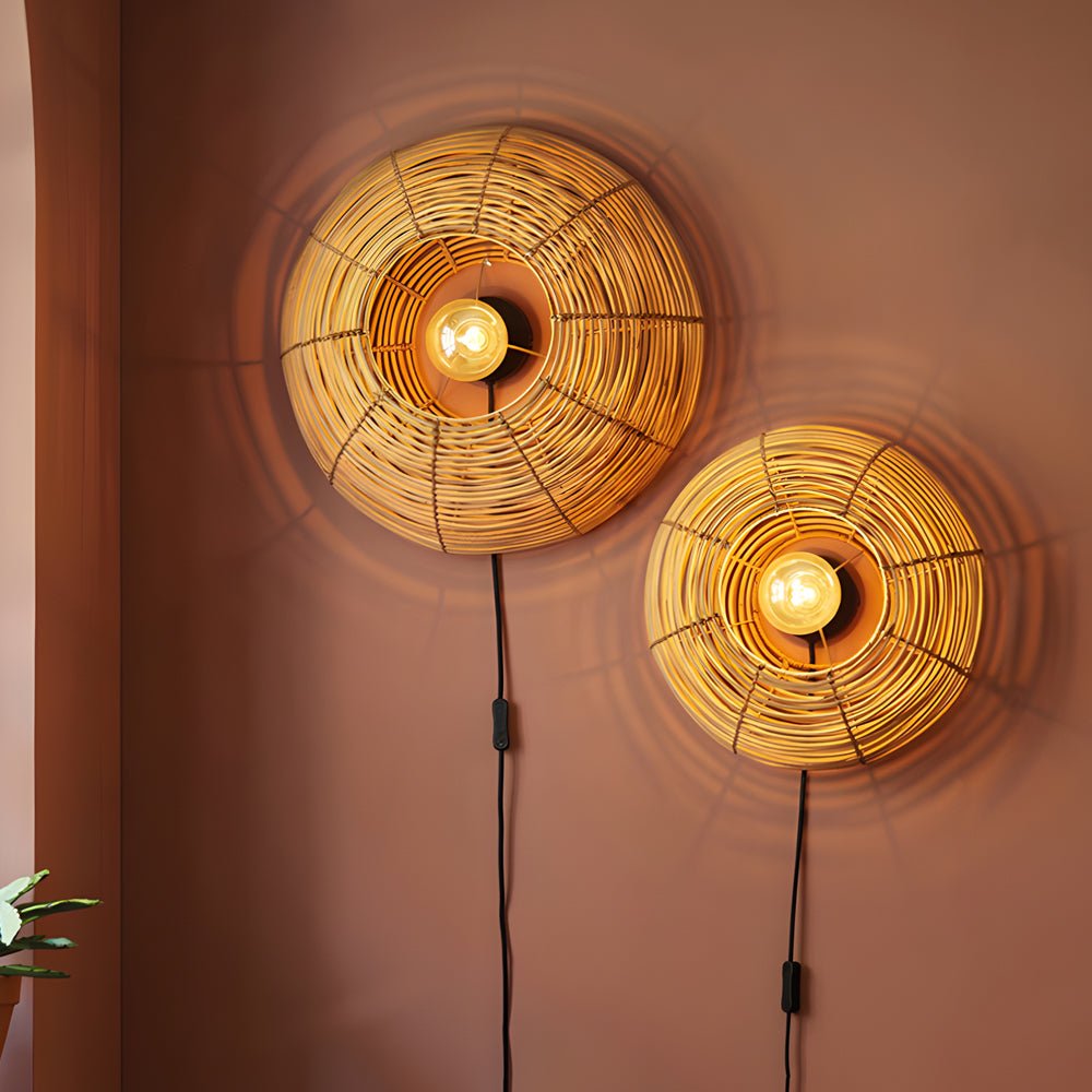 Round Woven Wabi-Sabi Pendant — Minimalist, Hardwired LED, Warm White 3000K, 15.7"–23.6" Diameter